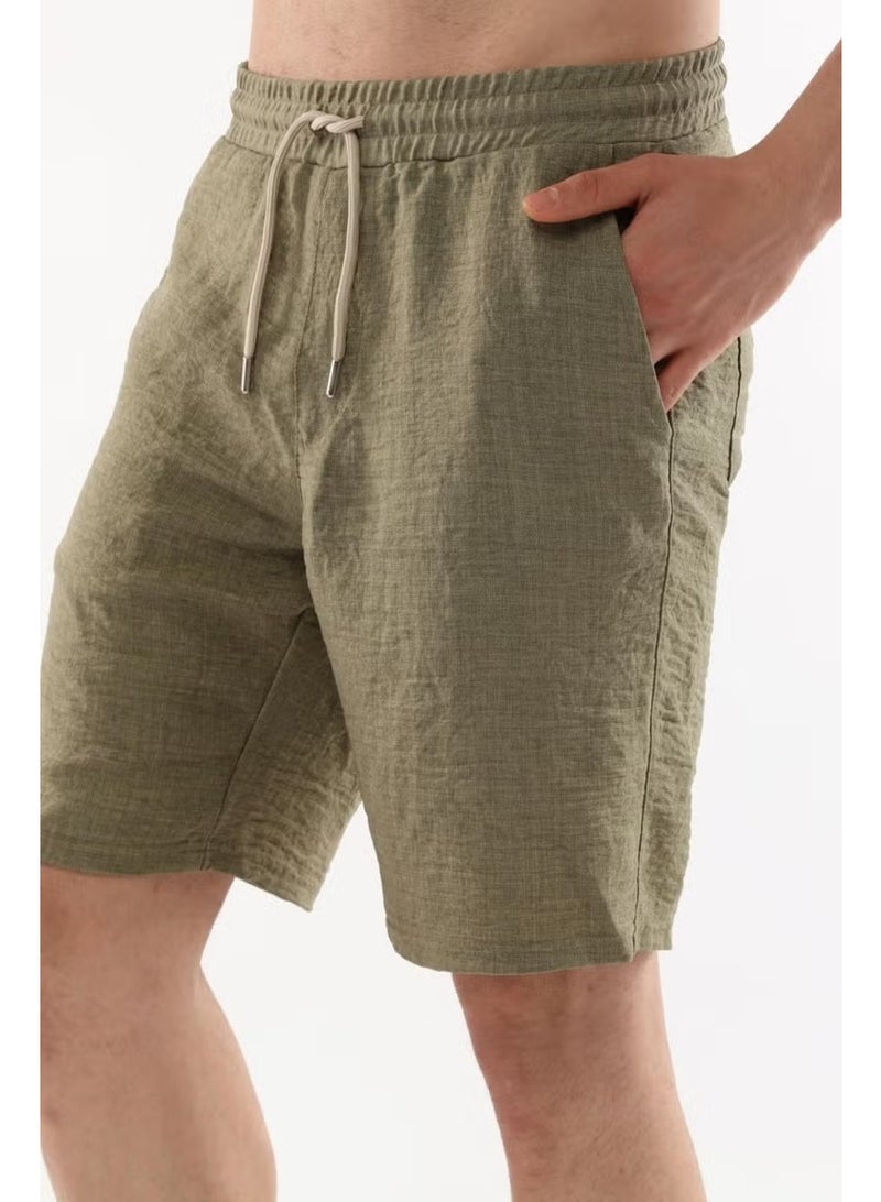 Cedy Denim Synthetic Linen High Waist Elastic, Loose Cut Men's Shorts C348 - Image 4